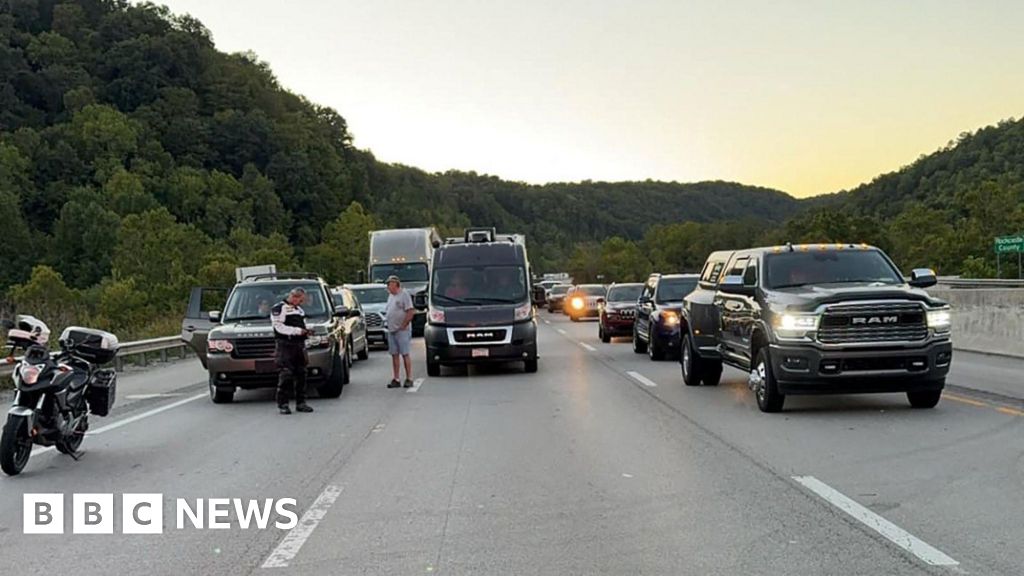 Manhunt underway after cars shot at on US highway