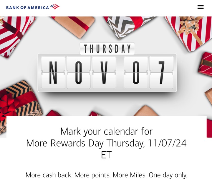 Bank of America Credit Cards – 2% More Rewards Day on Thursday 11/7/2024 — My Money Blog